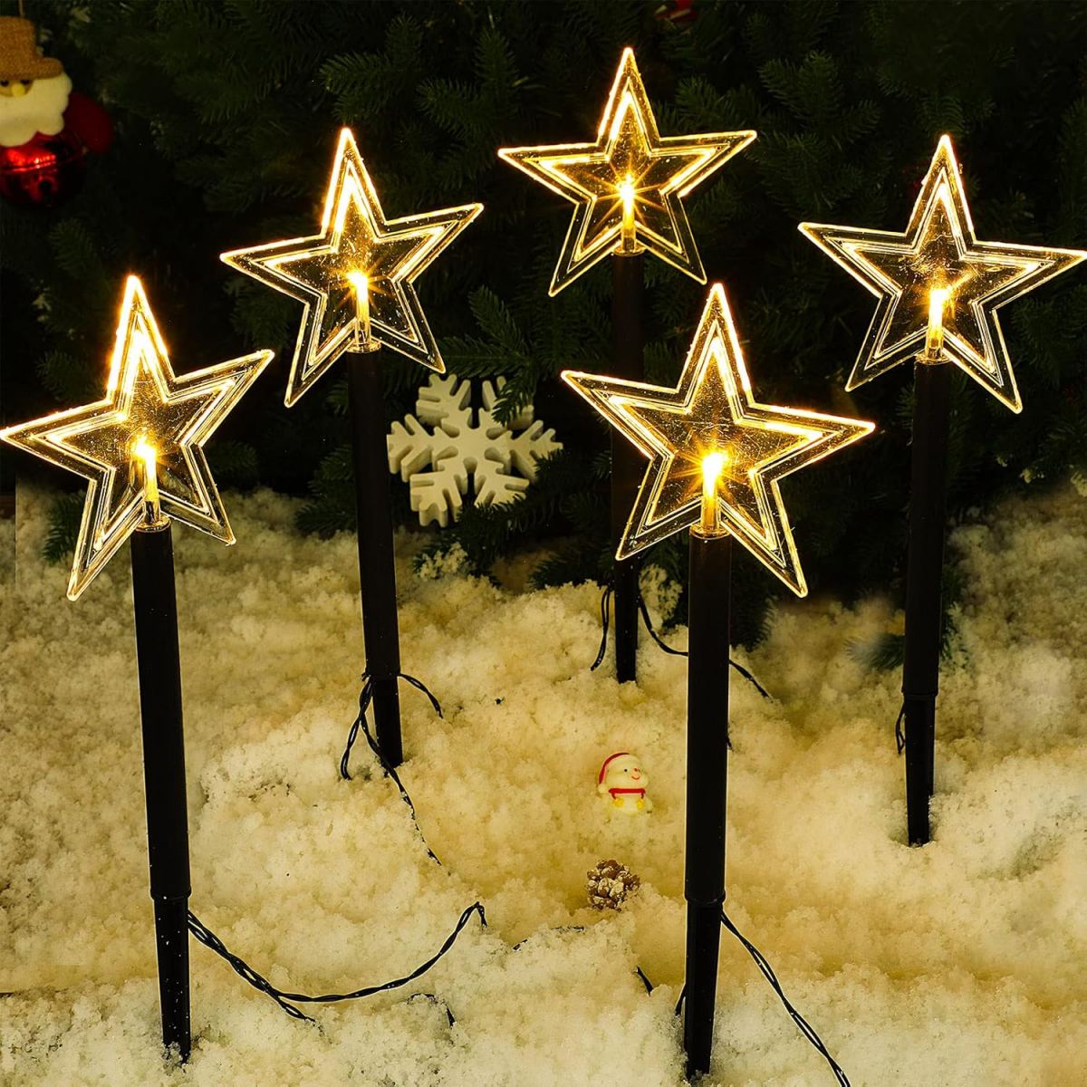Outdoor Power For Xmas Lights - 5Pcs Świąteczne oświetlenie ścieżki Wodoodporny płatek