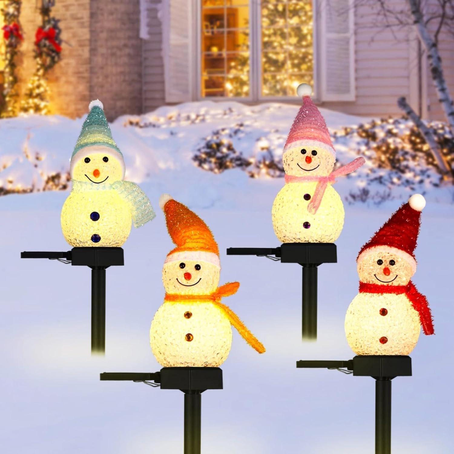 Outdoor Power For Xmas Lights - Światełko solarne LED w kształcie bałwana,
