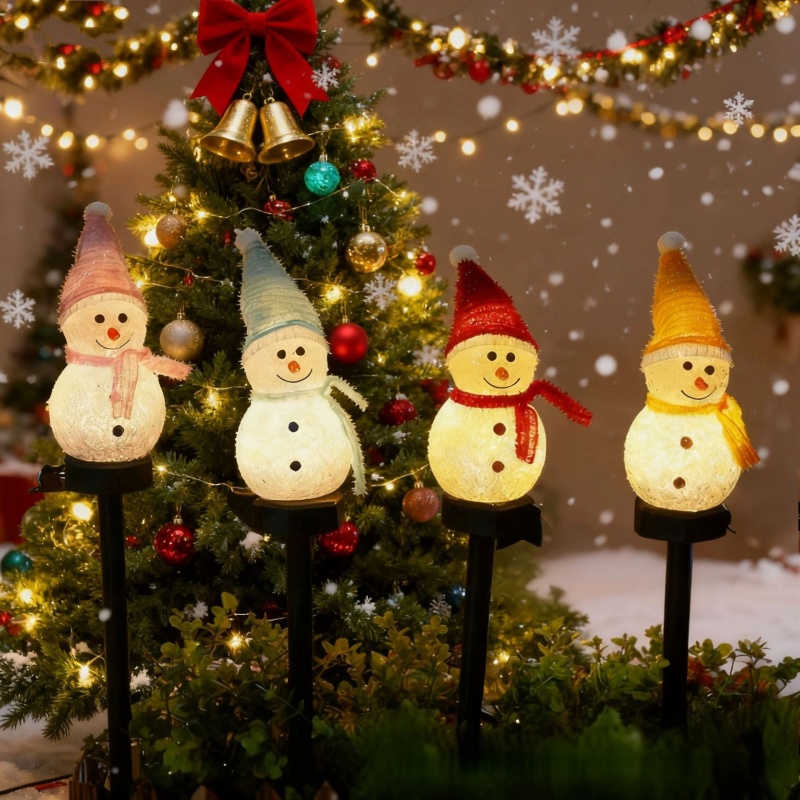 Outdoor Power For Xmas Lights - Światełko solarne LED w kształcie bałwana,