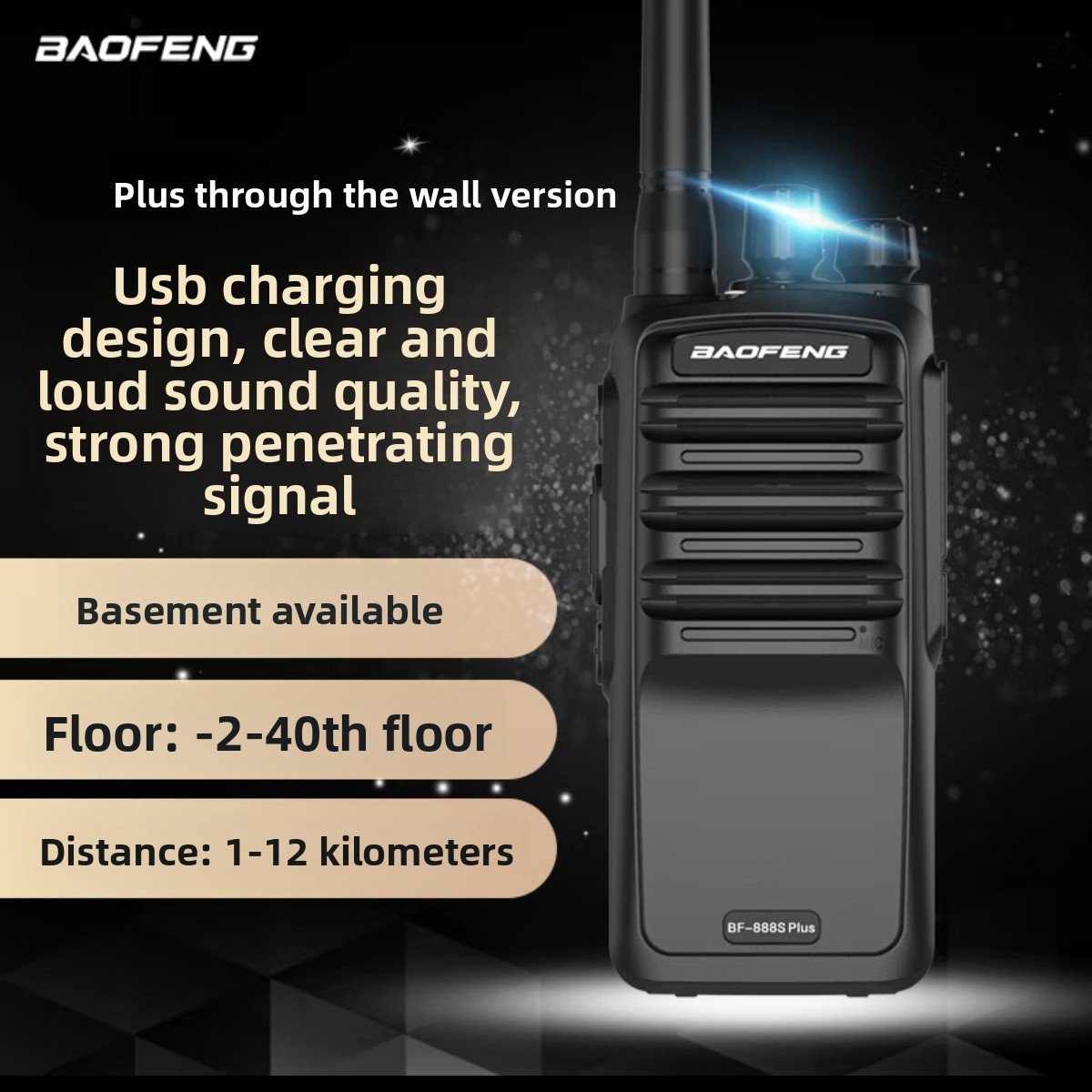 Outdoor Power Plus - Radiotelefon Baofeng BF-888S Plus, przekraczający przeszkody,