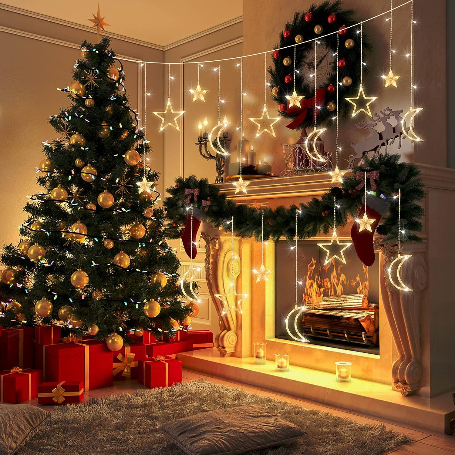 3.5m Star Moon LED Curtain Str – Outdoor Power For Xmas Lights recenzja i cena